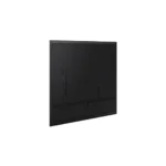 Rear view of Samsung 43-inch QMC display showing the ultra-thin 28.5mm profile and centralized recessed input ports.