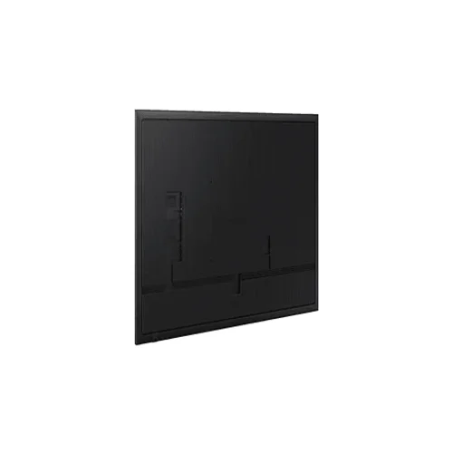 Rear view of Samsung 43-inch QMC display showing the ultra-thin 28.5mm profile and centralized recessed input ports.