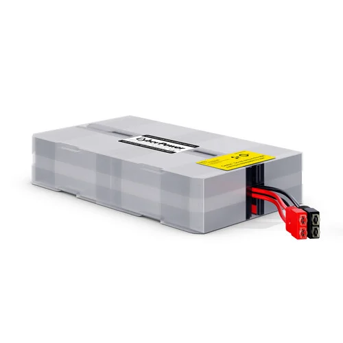 Side view showing the compact stacked arrangement and the product serial number and date code label.