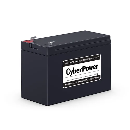 Front view of a 12V 7.2Ah sealed lead-acid replacement battery featuring a leak-proof black industrial casing.