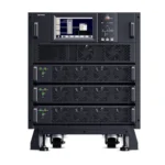 Front view of a 3-phase 20kVA modular UPS system cabinet featuring a large color touchscreen and modular door design.