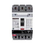 Front view of a 3-phase modular UPS circuit breaker module featuring an industrial toggle and safety indicators.