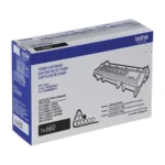 Side view of Brother TN660 toner cartridge showing length and contours