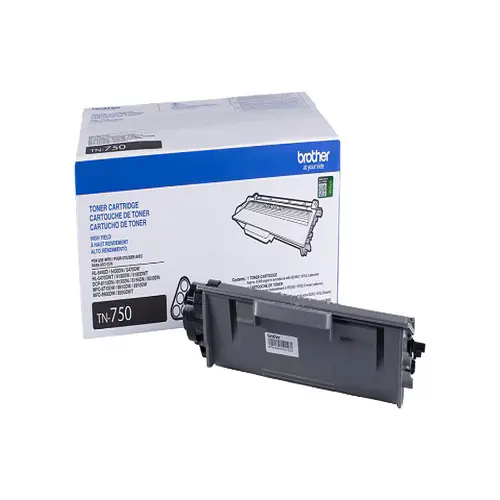 Back view of Brother TN750 toner cartridge showing connector area and casing