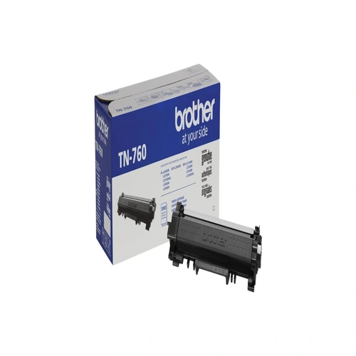 Side view of Brother TN760 toner cartridge highlighting cartridge profile and ridges