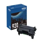 Front view of Brother TN920 standard black toner cartridge with label
