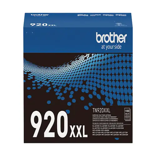 Side view of Brother TN920XXL toner cartridge showing extra-long cartridge profile
