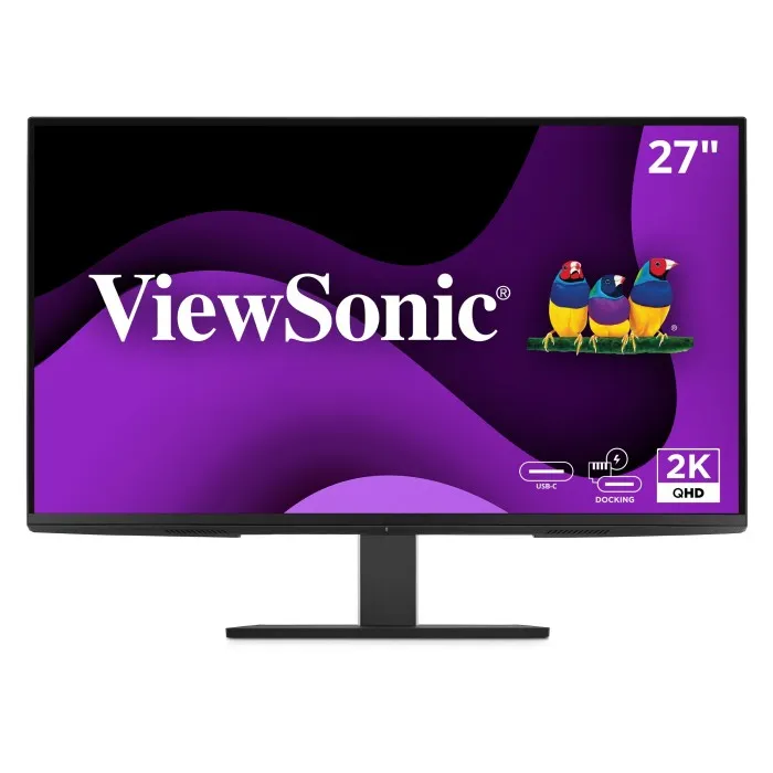Front view of VG2758-2K monitor with slim bezels and widescreen display