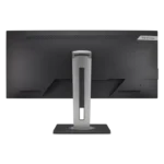 Back view of ViewSonic VG3456 monitor showing ergonomic stand and connectivity ports
