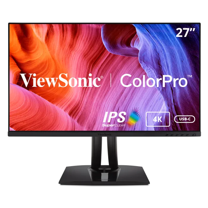 Front view of ViewSonic VP2756-4K professional monitor with Ultra HD display