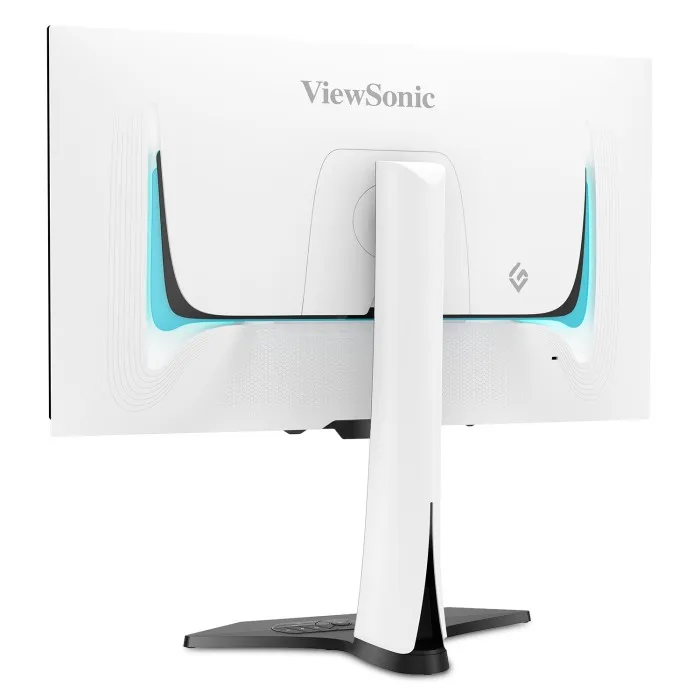 Back view of ViewSonic XG272-2K-OLED monitor showing RGB lighting and port layout