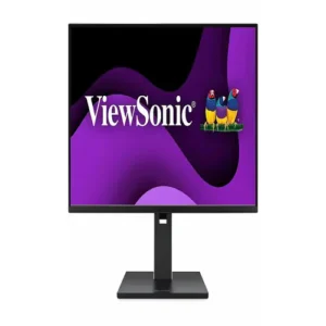 Front view of a 24-inch 16:10 business monitor featuring a thick matte bezel, physical control buttons on the bottom right, and a heavy-duty square-based adjustable stand.