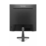 Rear view showing a curved black chassis with the ViewSonic logo at the top and centered I/O ports including HDMI, DisplayPort, and VGA.