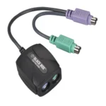 Black Box AC247A PS/2 keyboard and mouse ghost emulator front view showing two Mini DIN 6-pin female ports for optional keyboard and mouse connection