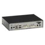 Black Box ACR1002A-R Agility KVM receiver back view showing Ethernet network port, audio jacks, and power input