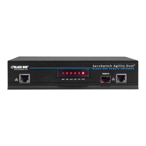 Black Box ACR1002A-R Agility KVM receiver front view with dual-link DVI-D ports and USB 2.0 interfaces