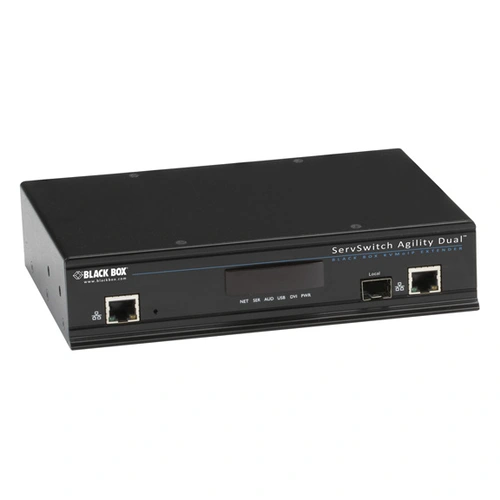 Black Box ACR1002A-T ServSwitch Agility front view with dual-head DVI-D ports and USB interfaces