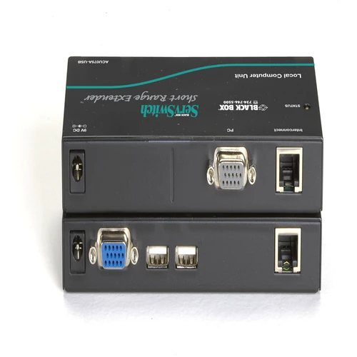 Black Box ACU075A-USB USB extender back view with RJ45 link interface and power input