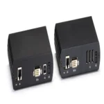 Black Box ACU1500A-R3 KVM extender back view showing RJ45 CATx link interface, RS232 serial port, and 5VDC power input