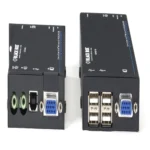 Black Box ACU5050A-R2 KVM extender back view showing RJ45 CATx interface, RS232 serial port, and 12VDC power input