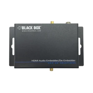 Black Box AEMEX-HDMI-R2 HDMI extender front view with HDMI input port and LED status indicators for extension over CATx cable