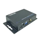 Black Box AEMEX-HDMI-R2 HDMI extender side view showing compact enclosure with mounting points for under-desk installation