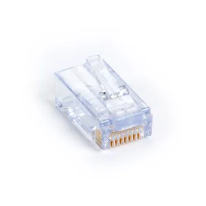 Black Box C6EZUP-100PAK CAT6 EZ RJ45 modular plug 100-pack front view showing one-piece connector design with 50-micron gold-plated contacts