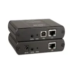 Black Box Emerald EMD100USB KVM-over-IP switchable extender back view showing RJ45 network port and power input connection