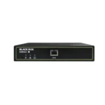 Black Box Emerald SE EMD2000SE-T-R2 KVM-over-IP transmitter front view with single DVI-D input port, USB Type-B female connector for host computer, and activity LED indicators