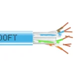 Black Box EYN871B-PB-1000 Cat6 bulk cable front view showing 1000-foot spool with cable visible and plenum rating labeling