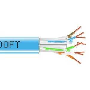 Black Box EYN871B-PB-1000 Cat6 bulk cable front view showing 1000-foot spool with cable visible and plenum rating labeling
