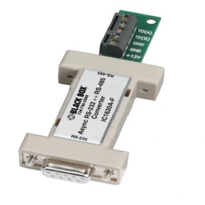 Black Box IC1620A-F fiber optic USB extender front view with USB port and fiber optic connector for long-distance USB extension