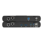 Black Box ICU504A USB 3.1 extender back view with remote extender unit featuring four USB 3.1 auto-negotiating ports and LAN pass-through
