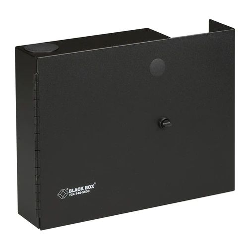 Black Box JPM400A-R2 rackmount fiber enclosure front view with adapter panel slots for fiber terminations
