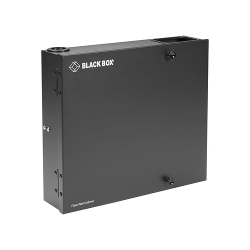 Black Box JPM401A-R2 rackmount fiber enclosure front view with adapter panel slots for fiber terminations