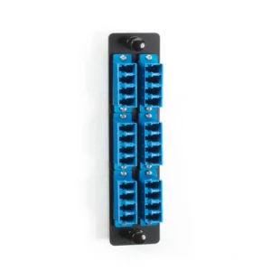 Black Box JPM467C-R2 fiber patch panel front view with fiber adapter ports for high-density terminations