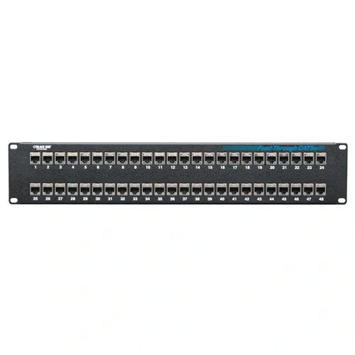Black Box JPM806A-R2 patch panel front view with port configuration and rack-mount design