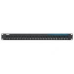 Black Box JPM808A-R2 CAT6 patch panel front view with 24 RJ-45 ports and 1U rack-mount form factor for network patching applications