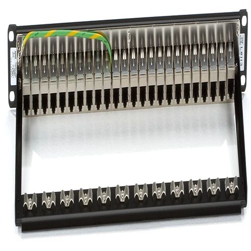 Black Box JPM814A CAT6 patch panel back view with 110-IDC termination blocks