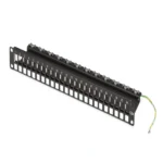 Black Box JPMT700A patch panel front view with port configuration for structured cabling