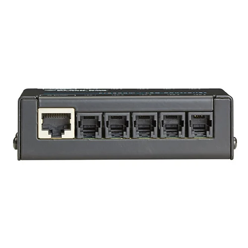 Black Box Freedom II KV0004A-LED KM switch back view with USB computer ports, USB HID console ports, and power input