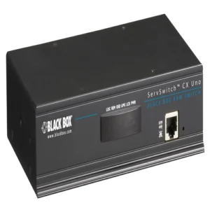 Black Box Freedom II KV0081A KM switch front view with eight channel selection buttons, LED port indicators, and compact desktop design for Glide and Switch mouse cursor switching