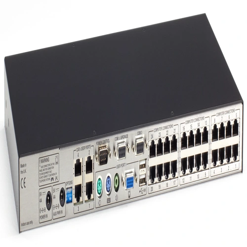 KV0424A-R2 KVM switch back view showing server interface ports and power supply
