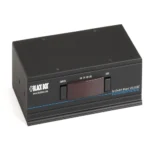 Black Box KV3004A KVM switch front view with 4 port selection buttons, LED channel indicators, and compact desktop design for multi-computer control