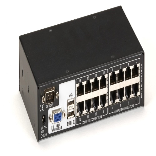 KV4161A KVM switch back view with multiple server ports and console connections