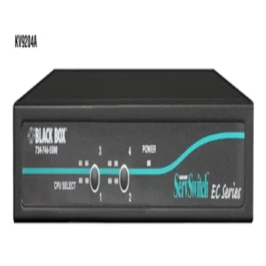 Black Box KV9204A KVM switch front view with 4 port selection buttons and LED indicators