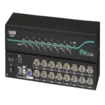 KV9216A KVM switch front view with 16 port LEDs and console selector interface