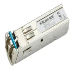 Black Box LFP413 Gigabit SFP transceiver front view with LC fiber optic connector for network connectivity