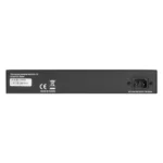 Black Box LGB2000 Series LGB2118A-R2 web smart switch back view with AC power input, console port for management, and ventilation design for fanless silent operation