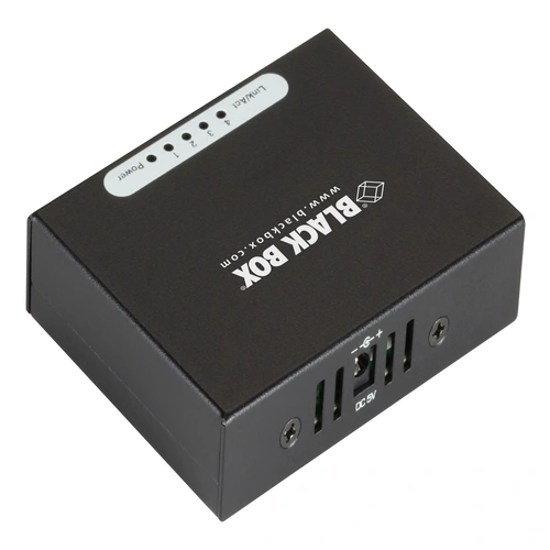 Black Box LGB304AE Gigabit Ethernet switch back view with power input and ventilation design